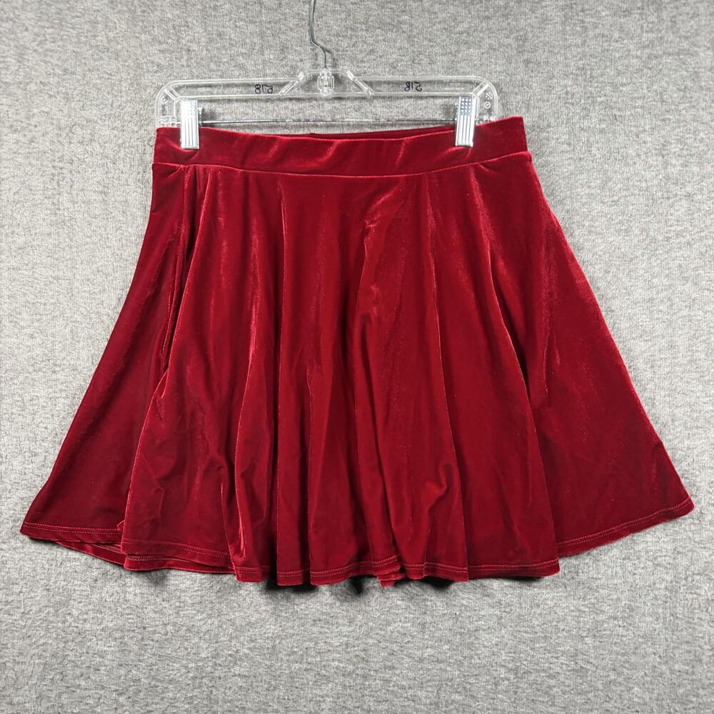 Midnight Hour Red Velvet Mini Skater Skirt Womens M Gothic Holiday Y2K Vampire